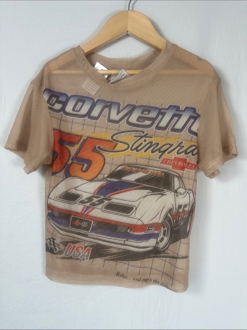 Corvette Stingray Graphic Tee for Kids - Beige